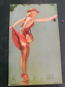 TARJETA MUTOSCOPIO GLAMOUR NIÑAS "UNA BUENA CONEXIÓN" EXHIBICIÓN PINUP SIN CIRCULAR - Imagen 1 de 5