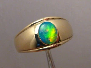 Opal Men's  Ring  , 9 grams of solid 14k Yellow Gold  , Natural Australian opal - Picture 1 of 11