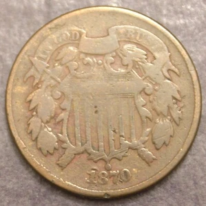 1870 Two Cent Piece VG Obverse Scratch ................Lot 404 - Picture 1 of 2
