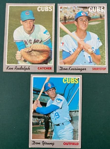1970 BASEBALL CARD LOTTO 3 CHICAGO CUBS #46 RUDOLPH #80 KESSINGER #117 YOUNG - Foto 1 di 2