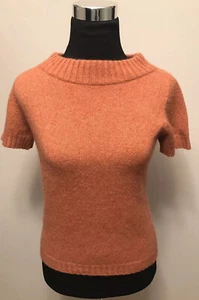 $485 NWT Max Mara Ozio Cashmere Short Sleeve Coral Sweater sz S - Picture 1 of 7