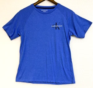 T-shirt girocollo Calvin Klein Jeans monogramma petto sinistro blu taglia L TEE nuova Y2K - Foto 1 di 8