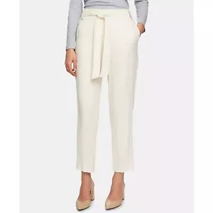 NWT Womens Size 10 10x29 1/2 1.STATE White Flat Front Tie Waist Slim Pants - Picture 1 of 5