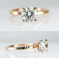 2.50Ct White Round Moissanite Solitaire Engagement Ring In Solid 14K Yellow Gold