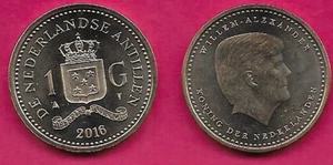NETHERLANDS ANTILLES 1 GULDEN 2016 UNC KING WILLEM ALEXANDRER(2013-date)FACING R - Picture 1 of 1