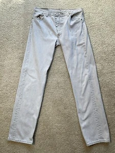 JEANS LEVIS 501 VINTAGE AÑOS 90 GRIS CLARO 33x34 BOTÓN MOSCA HECHOS EN EE. UU. WPL 423 - Imagen 1 de 16
