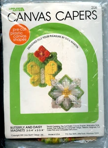 Schmetterling & Gänseblümchen Magnete - Freizeit Kunst Nadelspitze auf Kunststoff Leinwand SET - Neu - Bild 1 von 2