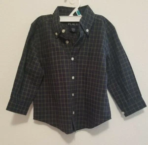 Childrens Place Shirt Boys Sz 18 Mos Green Blue Plaid Long Sleeve Button Down - Picture 1 of 8