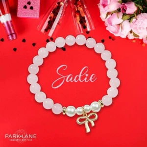 Park Lane SADIE Pink Rose Quartz Gemstone Stretch Bracelet Retail $58 - Picture 1 of 8