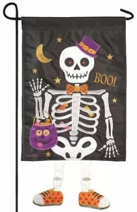 Crazy Legs Skeleton Double Applique Garden Flag - Picture 1 of 1