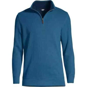 Maglione Lands' End uomo L,XL Bedford costina quarto zip manica lunga morbido accogliente pull - Foto 1 di 6
