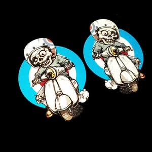 MODS SKULL RIDER Lambretta Vespa scooter REFLECTANTE gráficos pegatinas x2 - Imagen 1 de 2