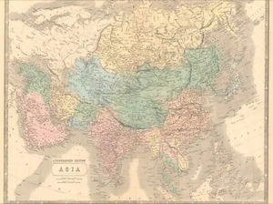1845 Asia map by A.K. Johnston ~ 25.8" x 21.2" Antique Pastel color - Huge - Picture 1 of 6