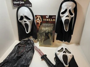 Ghost face Scream Mixed Lot 4 Masks, 1 Knife, & 1 McFarlane Figure New/Preowned  - Picture 1 of 15