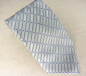 "Cravatta Ike Behar New York Argento Grigio Geometrica 100% Seta Made In USA 56""X3,75" - Foto 1 di 5