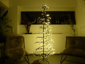 Weihnachtsbaum beleuchtet innen & außen Spirale 170 cm schwarz  warmweiß 260 LED