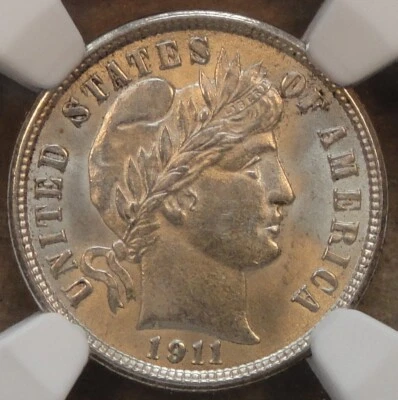 1911 Barber Dime 10c NGC Certified MS62 All But White Unlike Pictures - Image 1 of 4