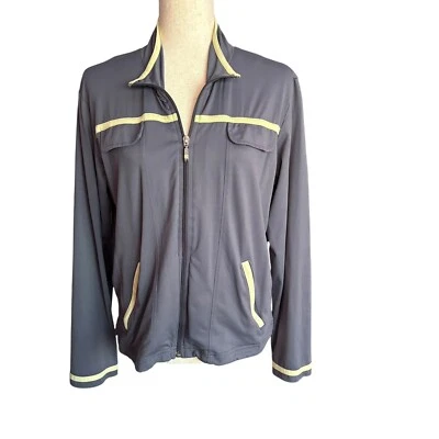 Vintage Kaelin Jacket Large Gray Zip Front Nylon Spandex blend - Image 1 of 4