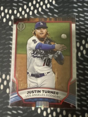2022 Topps Tribute Red Justin Turner 05/10 Los Angeles Dodgers #57 - Image 1 of 2