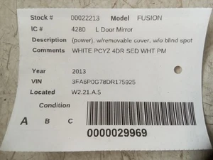 Driver Side View Mirror Power With Removable Cover Fits 13-14 FUSION 156283 - Picture 1 of 10