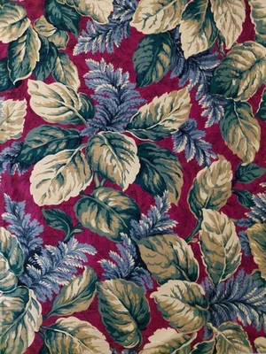 Anju Fabric Decor Upholstery Bloomguard 3 YDS Botanical on Maroon VTG Luxury - Image 1 of 4