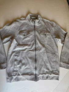 Linksoul Luxus Baumwolle Herren groß grau durchgehender Reißverschluss Brusttasche Golfjacke gebraucht, in einwandfreiem Zustand - Bild 1 von 12
