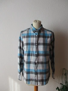 Walbusch Damen Bluse Gr. 40 langarm türkis kariert Thermo-flanell - Bild 1 von 5