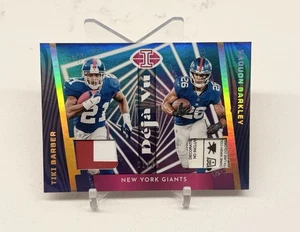 Parche de lavandería 2023 Saquon Barkley Tiki Barber #/25 Panini Illusions Deja Vu SP - Imagen 1 de 3