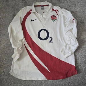 Vintage Nike England 2007 White Red Rugby Polo Shirt Rose Men’s Size Large - Picture 1 of 6