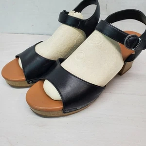 Style Co Black Faux Leather Block Heel Sandals Women's Size 9.5M Studded - Picture 1 of 17