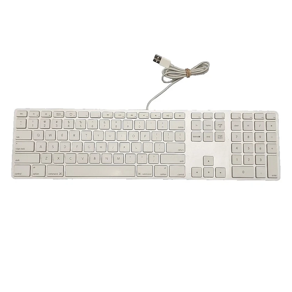 Genuine Apple A1243 Wired Mac Standard USB Keyboard w/ Numeric Keypad White - Image 1 of 1
