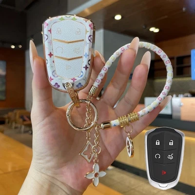 Remote Key Fob Cover Case for Cadillac CT4 CT5 ATS XT5 XT6 Shell with Key Holder - Image 1 of 4