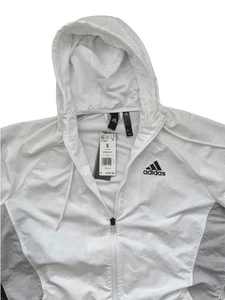 Adidas Jacket Men's White Gray M WIND JKT Hooded Windbreaker Size Small - Picture 1 of 6