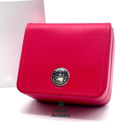 Caixa de relógio de couro vermelho Omega com caixa externa Speedmaster Seamaster  - Imagem 1 de 4