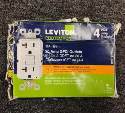 Leviton M42-GFNT2-4W GFCI Outlet- 4 Pack, OBN, X3 - Image 1 of 4