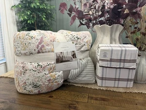 Queen Studio McGee Comforter Set + Plaid Merrow Edge Sheets NEW - Picture 1 of 13