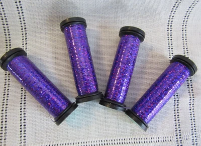 4 Kreinik Metallics Blending Filament #026L PUNCHY PURPLE holographic Thread lot - Image 1 of 4