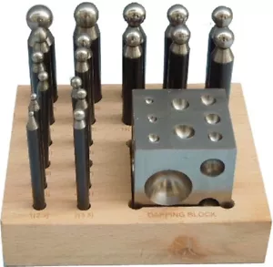 18 pc Doming Block and Punch Set Solid Steel Jewellers Metalworking Tool - Picture 1 of 1