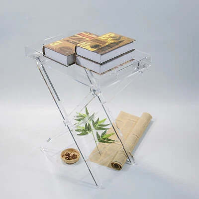 Foldable Table Acrylic Transparent Table Sofa Snack Coffee Laptop End Side Table - Image 1 of 4