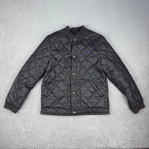 Polo Ralph Lauren Jacket Coat Youth Medium 10-12 Black Puffer Quilted Blue Pony - Picture 1 of 11