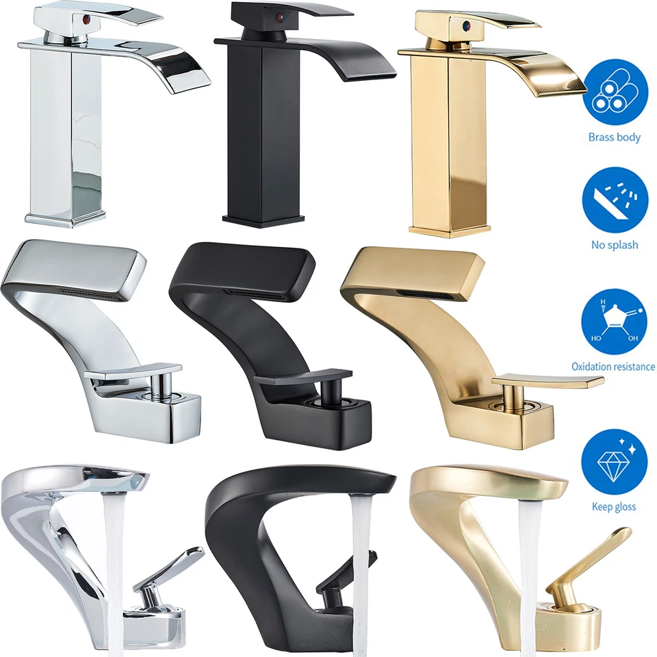 Wasserhahn Bad Waschbecken Wasserfall Waschtisch Armatur Einhand Mischbatterie - Bild 1 von 1