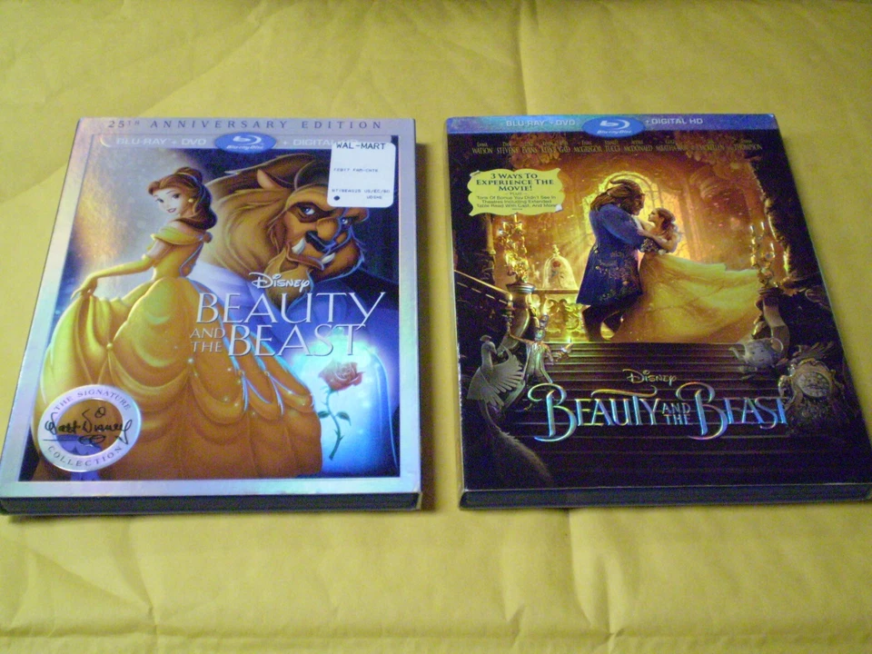 (2) Disney Beauty and the Beast Blu-Ray/DVD Lot: Original + Live Action - Image 1 of 1