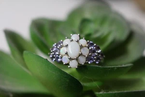 Australian White Opal, Tanzanite Ring SIZE 8 .925 Sterling Silver ERV: $549.99 - Picture 1 of 7