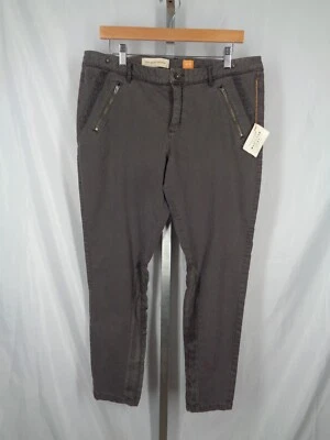 Calça de Equitação Pilcro and the Letterpress Anthropologie Acabamento de Veludo Cinza Tamanho 16 Nova - Imagem 1 de 4