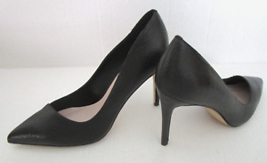Charles & Keith Black Leather Stiletto Heels Size 6 (37) Pointed Toe