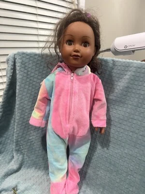 Кукла-девочка Cititoy 18 дюймов афроамериканка с фиолетовыми полосками наряд единорога 2013 года - Изображение 1 из 4