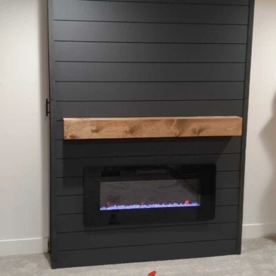 Floating Fireplace Mantle 48" - 96" - 7.5" x 7.5" American Made Hardwood Mantles - Image 1 of 4