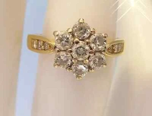 2.50Ct RoundCut Lab Created Diamond Flower Wedding Ring 14k Yellow Gold Plated - Picture 1 of 11