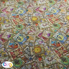Tarot Cards 100% Cotton Digital Crafty Gothic Wicca Halloween Patchwork 140cm 