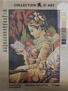 Printed needlepoint canvas Only 50x60 Cm Collection D Art Reeding A Book - Picture 1 of 6
